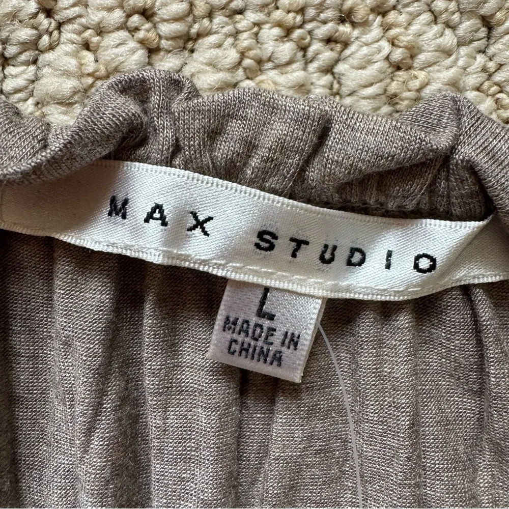 Max Studio Brown Sleeveless Elastic Waist Sleeveless Tunic Asymmetrical Top L